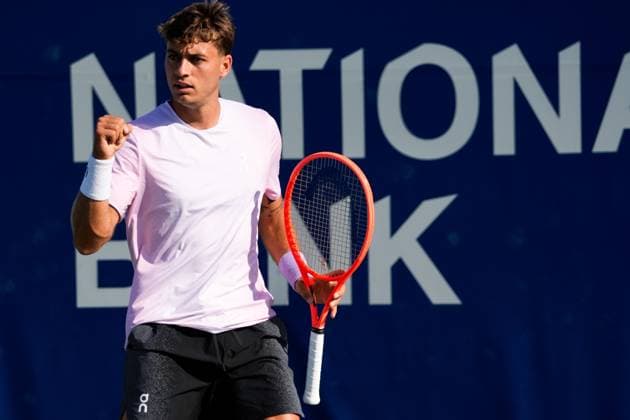 National Bank Open 2025 - Day 7 TORONTO, CANADA - AUGUST 1 : Flavio Cobolli of Italy gestures after a point against Fabian Marozsan of Hungary on day seven of the 2025 National Bank Open in Toronto, Ontario, Canada on August 1, 2025. Mert Alper Dervis Anadolu Ontario Canada. Editorial use only. Please get in touch for any other usage.  Copyright: x2025xAnadoluxMertxAlperxDervisx
