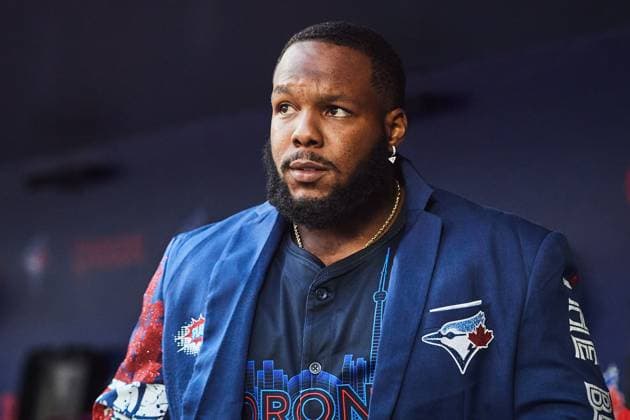August 1, 2025, Toronto, On, Canada: Toronto Blue Jays first base Vladimir Guerrero Jr. (27) reacts after hitting a home run against the Kansas City Royals during first inning MLB, Baseball Herren, USA baseball action in Toronto, Friday, Aug. 1, 2025. Canada News - August 1, 2025 - ZUMAc35_ 20250801_zaf_c35_144 Copyright: xSammyxKoganx