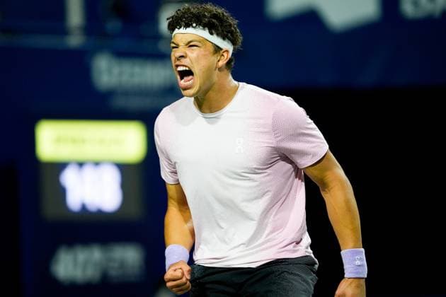 National Bank Open 2025 - Day 7 TORONTO, CANADA - AUGUST 1 : Ben Shelton of the United States reacts while playing against Brandon Nakashima of the United States on day seven of the 2025 National Bank Open at Sobeys Stadium in Toronto, Ontario, Canada on August 1 , 2025. Mert Alper Dervis Anadolu Ontario Canada. Editorial use only. Please get in touch for any other usage.  Copyright: x2025xAnadoluxMertxAlperxDervisx
