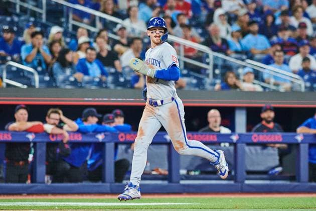 August 1, 2025, Toronto, On, Canada: Kansas City Royals shortstop Bobby Witt Jr. (7) rounds third base as the Toronto Blue Jays take on the Kansas City Royals during ninth inning MLB, Baseball Herren, USA baseball action in Toronto, Friday, Aug. 1, 2025. Canada News - August 1, 2025 - ZUMAc35_ 20250801_zaf_c35_231 Copyright: xSammyxKoganx