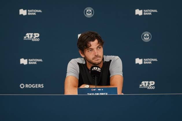 ATP, Tennis Herren Masters 1000 National Bank Open Toronto Presented by Rogers 2025 - Day 7 Taylor Fritz of the United States at the press conference, PK, Pressekonferenz after defeat Gabriel Diallo of Canada during the Men s Singles third round match on day 7 of the ATP Masters 1000 National Bank Open at Sobeys Stadium. on August 1, 2025 in Toronto, Canada. (Photo by Leonardo Ramirez Eyepix Group) Copyright: xLeonardoxRamirezx xEyepixxGroupx LR-01082025-04846
