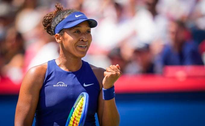 Naomi Osaka of Japan reacts during her match against Jelena Ostapenko of Latvia during the National Bank Open third round at Stade IGA on August 1, 2025 in Montreal, Canada. Photo by Mathieu Belanger AFLO) Noxthirdxpartyxsales  aflo_299227876