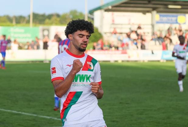 Aiman Dardari FC Augsburg 46 celebrates after his goal for 1-0, also the final score TEST GAME FC Augsburg Crystal Palace, Venue Bad Wimsbach, Hofmaninger Stadion FC Augsburg, Training camp, Kollerschlag, Austria