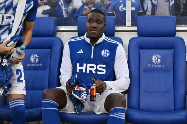 Bryan Lasme FC Schalke 04 01 08 2025, Football 2 Bundesliga, Season 2025 2026, 1 Matchday, FC Schalke 04 Hertha BSC Berlin 2 1 DFL regulations prohibit any use of photographs as image sequences and or quasi video Gelsenkirchen Veltins Arena Nordrhein Westfalen Germany Team2