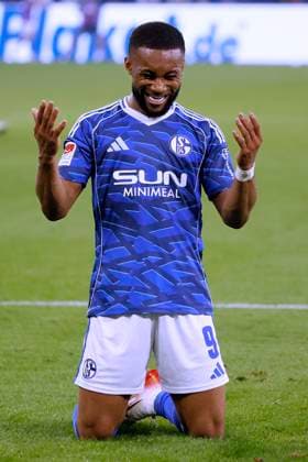 SYLLA Moussa Team FC Schalke 04 cheers after goal 2 Bundesliga season 2025 2026 match FC Schalke 04 Hertha BSC Berlin 2 1 on 01 08 2025 in Gelsenkirchen DFL REGULATIONS PROHIBIT ANY USE OF PHOTOGRAPHS as IMAGE SEQUENCES and or QUASI VIDEO Copyright: xLacixPerenyix