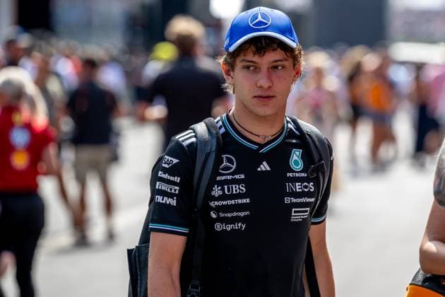 MOGYOROD, HUNGARY: Andrea Kimi Antonelli, racing for the Mercedes team during the 2025 Formula 1 Hungarian Grand Prix at the Hungaroring in Mogyorod, Hungary
