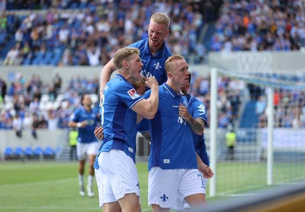02 08 2025, xdcx, Soccer 2 Bundesliga, SV Darmstadt 98 VfL Bochum, emonline, emspor, despor, v l , Goal celebration, celebrate the goal DFL DFB REGULATIONS PROHIBIT ANY USE OF PHOTOGRAPHS AS IMAGE SEQUENCES AND OR QUASI VIDEO Copyright: HMBxMedia Claus