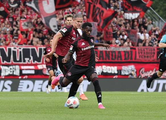 02 08 2025 Soccer Season 2025 2026 2 Soccer Bundesliga 01 Matchday SV Elversberg SVE 1 FC Nürnberg FCN Club Sportfoto Zink DaMa xdaxmax DFL regulations prohibit any use of photographs as image sequences and or quasi video only for editorial use Artem Stepanov 11, 1 FC Nürnberg FCN Mickael Mickaël Biron 7, 1 FC Nürnberg FCN in attack