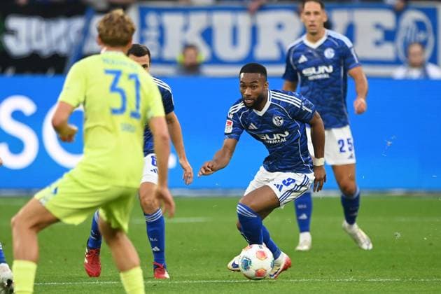 Moussa SYLLA GE Action, Single action, Soccer 2 Bundesliga, 1 Matchday, FC Schalke 04 GE Hertha BSC Berlin B 2 1 on 01 08 2025 in Gelsenkirchen Germany DFL regulations prohibit any use of photographs as image sequences and or quasi video Â