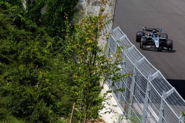 F1 - HUNGARIAN GRAND PRIX 2025 63 RUSSELL George (gbr), Mercedes AMG F1 Team W16, action during the 2025 Formula 1 Lenovo Hungarian Grand Prix, 14th round of the 2025 FIA Formula One World Championship, WM, Weltmeisterschaft from August 1 to 3, 2025 on the Hungaroring, in Mogyorod, Hungary - MogyorodHungary  Copyright: xFLORENTxGOODENx