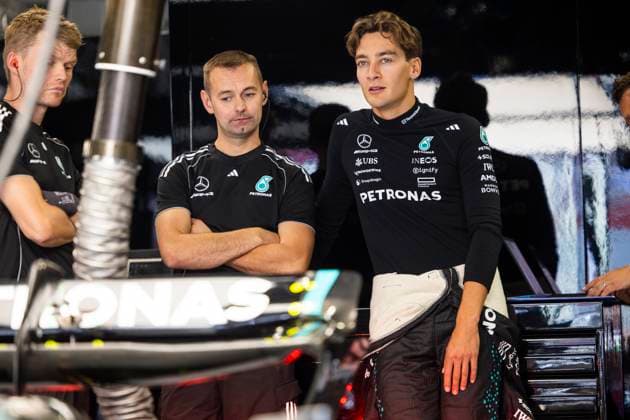 F1 - HUNGARIAN GRAND PRIX 2025 RUSSELL George (gbr), Mercedes AMG F1 Team W16, portrait during the 2025 Formula 1 Lenovo Hungarian Grand Prix, 14th round of the 2025 FIA Formula One World Championship, WM, Weltmeisterschaft from August 1 to 3, 2025 on the Hungaroring, in Mogyorod, Hungary - MogyorodHungary  Copyright: xJulienxDelfossex