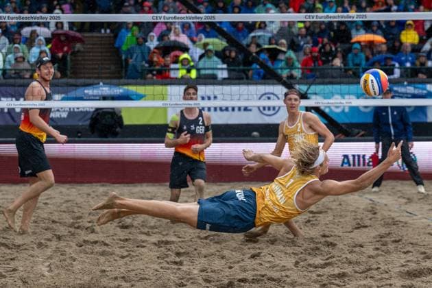 European Championship Beach Volleyball Düsseldorf, 02 08 2025 David Åhman SWE , Jonatan Hellvig SWE European Championship Beach Volleyball Düsseldorf on 02 08 2025 Copyright: xBEAUTIFULxSPORTS PeterxWeberx