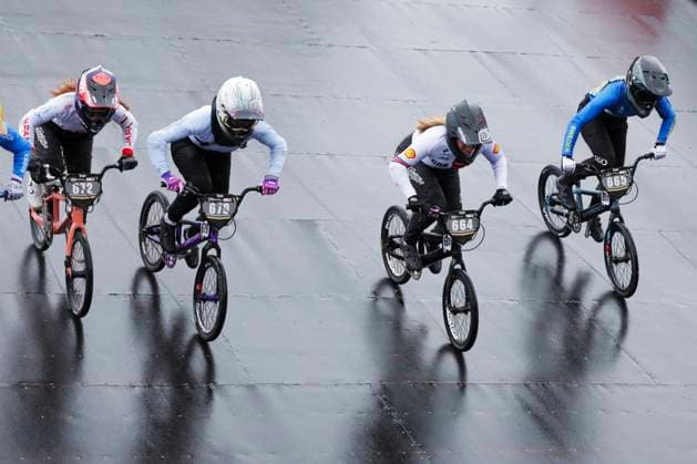 2025 UCI BMX Racing World Championships Picture by Alex Whitehead SWpix.com - 02 08 2024 - Cycling - 2025 UCI BMX Racing World Championships - Copenhagen, Denmark - Women Under-23 Round 1 - Neneka Nishimura (Japan), Aleksandra Simashkina (Individual Neutral Athlete), Emily Hutt (Great Britain), Felicia Klingström (Sweden) Copyright: x xSWpix.comx(t axPhotographyxHubxLtd)xAlexxWhitehead SWpix.comx SWP-3030-0071