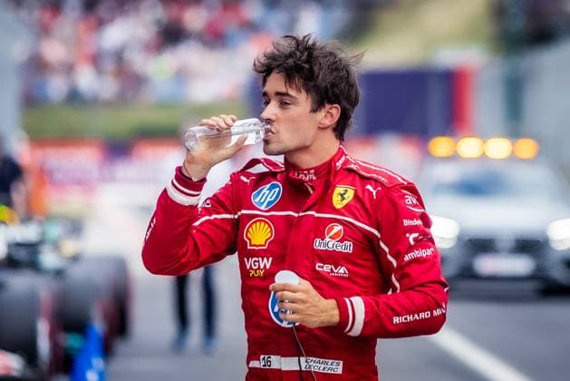 F1 HUNGARIAN GRAND PRIX QUALIFYING Charles Leclerc of Monaco and Scuderia Ferrari celebrates after saturday s qualifying ahead of the F1 Grand Prix of Hungary at Hungaroring Circuit on August 02, 2025, in Budapest, Hungary. Copyright: xx 080A9640