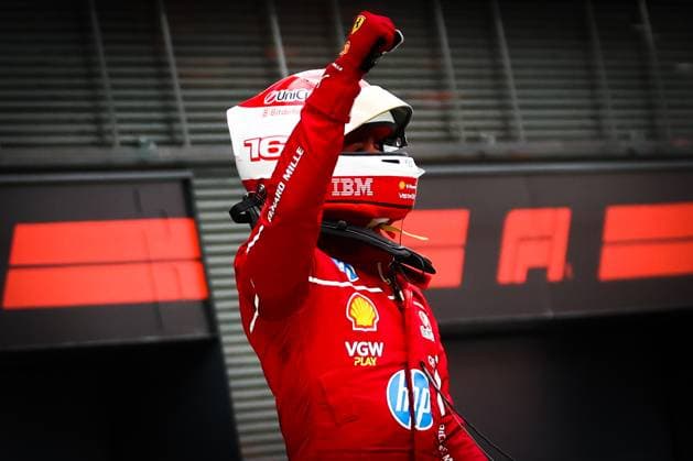 F1 Hungarian Grand Prix Charles Leclerc of Ferrari reacts after winning the pole position during the qualifying session of the Formula One Hungarian Grand Prix at the Hungaroring circuit in Mogyorod near Budapest on August 2nd, 2025. Budapest Hungary  Copyright: xBeataxZawrzelx originalFilename:zawrzel-f1hungar250802_nprlF.jpg
