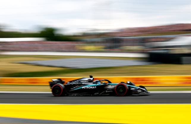 63 George Russell GBR, Mercedes AMG Petronas F1 Team , F1 Grand Prix of Hungary at Hungaroring on August 2, 2025 in Budapest, Hungary Photo by HOCH ZWEI Budapest Hungary