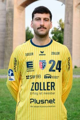 Bietigheim HBL 25 26 SG BBM Bietigheim photo shoot goalkeeper Martin Tomovski Bietigheim Bietigheim Bissingen Halle am Viadukt Baden Württemberg Germany