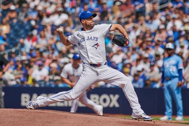 August 2, 2025, Toronto, On, Canada: Toronto Blue Jays pitcher Max Scherzer (31) throws against the Kansas City Royals during first inning MLB, Baseball Herren, USA baseball action in Toronto, on Saturday, Aug. 2, 2025. Canada News - August 2, 2025 - ZUMAc35_ 20250802_zaf_c35_108 Copyright: xSammyxKoganx