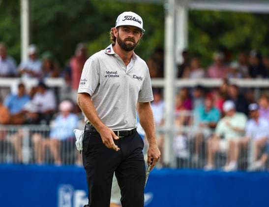 August 2, 2025: Cameron Young on the 18th hole leads the Wyndham Championship 20 under par. Third round, 2025 Wyndham Championship, Sedgefield Country Club in Greensboro, North Carolina. CSM Greensboro United States of America - ZUMAc04_ 20250802_zma_c04_092 Copyright: xDavidxBeachx