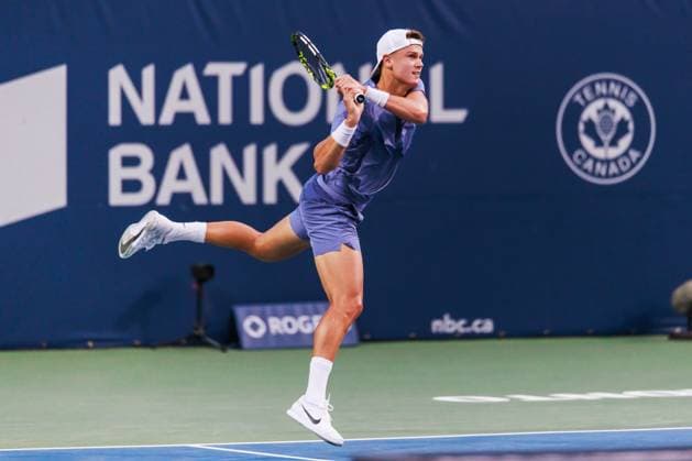 TORONTO, ON - AUGUST 02: Holger Rune (DEN) is seen during Round of 16 men™s singles action at the ATP, Tennis Herren National Bank Open on August 02, 2025 at Sobeys Stadium in Toronto, ON (Photo by Mathew Tsang Icon Sportswire) TENNIS: AUG 02 National Bank Open EDITORIAL USE ONLY Icon250802033