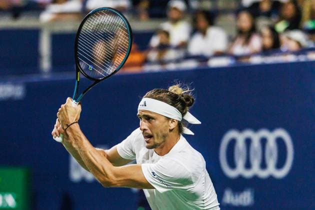 TORONTO, ON - AUGUST 02: Alexander Zverev (GER) is seen during Round of 16 men™s singles action at the ATP, Tennis Herren National Bank Open on August 02, 2025 at Sobeys Stadium in Toronto, ON (Photo by Mathew Tsang Icon Sportswire) TENNIS: AUG 02 National Bank Open EDITORIAL USE ONLY Icon250802041