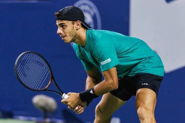 TORONTO, ON - AUGUST 02: Francisco Cerundolo (ARG) is seen during a Round of 16 men™s singles match at the ATP, Tennis Herren National Bank Open on August 02, 2025 at Sobeys Stadium in Toronto, ON (Photo by Mathew Tsang Icon Sportswire) TENNIS: AUG 02 National Bank Open EDITORIAL USE ONLY Icon250802044