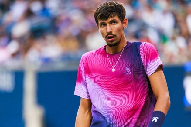 TORONTO, ON - AUGUST 02: Alexei Popyrin (AUS) is seen during a Round of 16 men™s singles match at the ATP, Tennis Herren National Bank Open on August 02, 2025 at Sobeys Stadium in Toronto, ON (Photo by Mathew Tsang Icon Sportswire) TENNIS: AUG 02 National Bank Open EDITORIAL USE ONLY Icon250802029