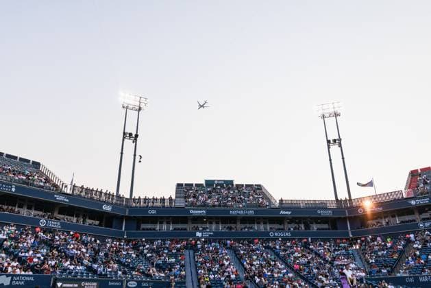 TORONTO, ON - AUGUST 02: A general view of Sobeys Stadium is seen during a Round of 16 men™s singles match at the ATP, Tennis Herren National Bank Open on August 02, 2025 at Sobeys Stadium in Toronto, ON (Photo by Mathew Tsang Icon Sportswire) TENNIS: AUG 02 National Bank Open EDITORIAL USE ONLY Icon250802035