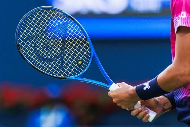 TORONTO, ON - AUGUST 02: Alexei Popyrin (AUS) (equipment view) is seen during a Round of 16 men™s singles match at the ATP, Tennis Herren National Bank Open on August 02, 2025 at Sobeys Stadium in Toronto, ON (Photo by Mathew Tsang Icon Sportswire) TENNIS: AUG 02 National Bank Open EDITORIAL USE ONLY Icon250802022