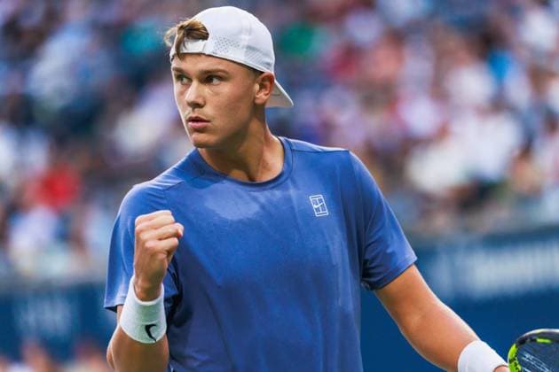 TORONTO, ON - AUGUST 02: Holger Rune (DEN) is seen during a Round of 16 men™s singles match at the ATP, Tennis Herren National Bank Open on August 02, 2025 at Sobeys Stadium in Toronto, ON (Photo by Mathew Tsang Icon Sportswire) TENNIS: AUG 02 National Bank Open EDITORIAL USE ONLY Icon250802027