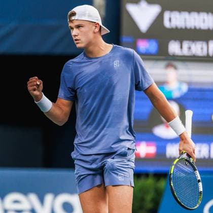 TORONTO, ON - AUGUST 02: Holger Rune (DEN) is seen during a Round of 16 men™s singles match at the ATP, Tennis Herren National Bank Open on August 02, 2025 at Sobeys Stadium in Toronto, ON (Photo by Mathew Tsang Icon Sportswire) TENNIS: AUG 02 National Bank Open EDITORIAL USE ONLY Icon250802012
