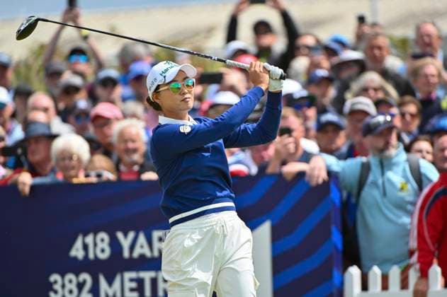 1st August 2025; Royal Porthcawl Golf Club, Porthcawl, Wales; AIG Womens Open Golf, Round 2; Minjee Lee on the first tee  AledxHopkins