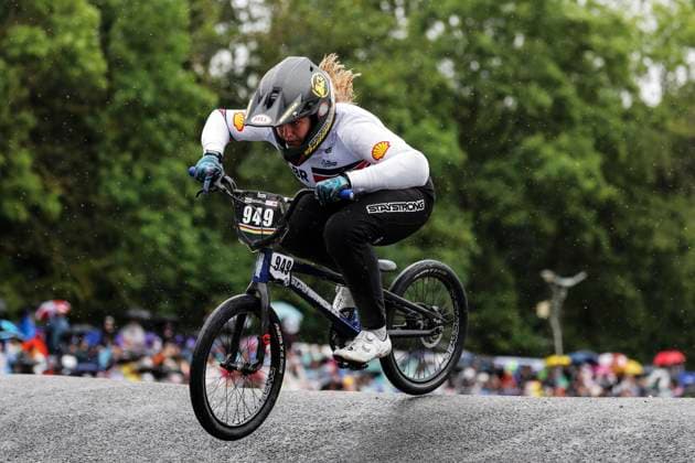 2025 UCI BMX Racing World Championships Picture by Alex Whitehead SWpix.com - 03 08 2025 - Cycling - 2025 UCI BMX Racing World Championships - Copenhagen, Denmark - Women Junior Quarter-finals - Elsa Rendall Todd (Great Britain) Copyright: x xSWpix.comx(t axPhotographyxHubxLtd)xAlexxWhitehead SWpix.comx SWP-3030-0316