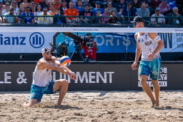 European Championship Beach Volleyball Düsseldorf, 03 08 2025 Christian Sandlie Sorum NOR , Anders Berntsen Mol NOR European Championship Beach Volleyball Düsseldorf on 03 08 2025 Copyright: xBEAUTIFULxSPORTS PeterxWeberx