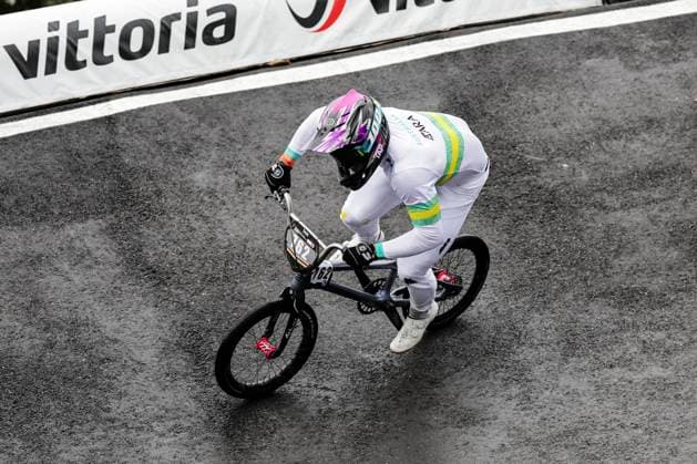 2025 UCI BMX Racing World Championships Picture by Alex Whitehead SWpix.com - 03 08 2025 - Cycling - 2025 UCI BMX Racing World Championships - Copenhagen, Denmark - Men Under-23 Quarter-finals - Joshua Jolly (Australia) Copyright: x xSWpix.comx(t axPhotographyxHubxLtd)xAlexxWhitehead SWpix.comx SWP-3030-0333