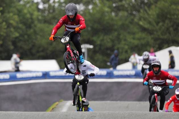 2025 UCI BMX Racing World Championships Picture by Alex Whitehead SWpix.com - 03 08 2025 - Cycling - 2025 UCI BMX Racing World Championships - Copenhagen, Denmark - Men Elite Quarter-finals - Magnus Dyhre (Denmark) Copyright: x xSWpix.comx(t axPhotographyxHubxLtd)xAlexxWhitehead SWpix.comx SWP-3030-0351