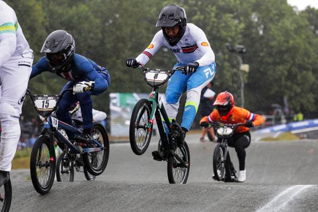 2025 UCI BMX Racing World Championships Picture by Alex Whitehead SWpix.com - 03 08 2025 - Cycling - 2025 UCI BMX Racing World Championships - Copenhagen, Denmark - Men Elite Quarter-finals - Kye Whyte (Great Britain) Copyright: x xSWpix.comx(t axPhotographyxHubxLtd)xAlexxWhitehead SWpix.comx SWP-3030-0358