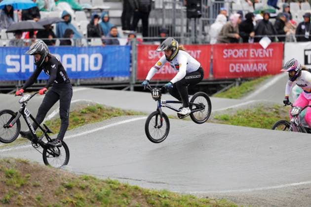 2025 UCI BMX Racing World Championships Picture by Alex Whitehead SWpix.com - 03 08 2025 - Cycling - 2025 UCI BMX Racing World Championships - Copenhagen, Denmark - Women Junior Semi-finals - Elsa Rendall Todd (Great Britain) Copyright: x xSWpix.comx(t axPhotographyxHubxLtd)xAlexxWhitehead SWpix.comx SWP-3030-0365