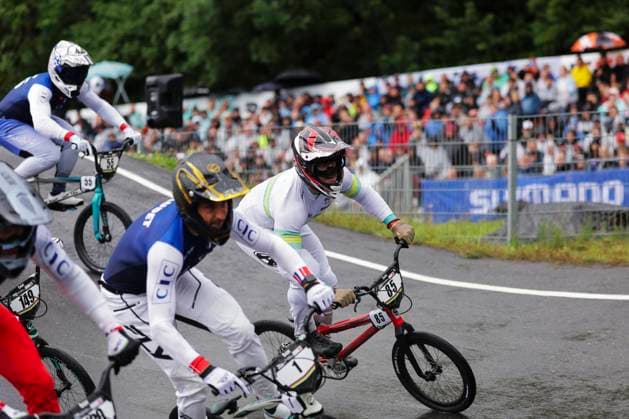 2025 UCI BMX Racing World Championships Picture by Alex Whitehead SWpix.com - 03 08 2025 - Cycling - 2025 UCI BMX Racing World Championships - Copenhagen, Denmark - Men Elite Semi-finals - Jack Davis (Australia), Joris Daudet (France) Copyright: x xSWpix.comx(t axPhotographyxHubxLtd)xAlexxWhitehead SWpix.comx SWP-3030-0383