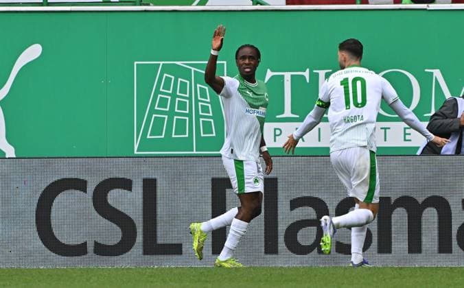 03 08 2025 Soccer Season 2025 2026 2 Soccer Bundesliga 01 Matchday SpVgg Greuther Fürth Kleeblatt SG Dynamo Dresden SGD Sportfoto Zink MeZi xmexzix DFL regulations prohibit any use of photographs as image sequences and or quasi video only for editorial use Torjubel Jubel Freude nach Treffer Tor Torschuß zum 1 0 diurch Noel Futkeu 9, SpVgg Greuther Fürth
