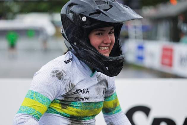 2025 UCI BMX Racing World Championships Picture by Alex Whitehead SWpix.com - 03 08 2025 - Cycling - 2025 UCI BMX Racing World Championships - Copenhagen, Denmark - Women Junior Final - Charlotte Guy (Australia) after the final Copyright: x xSWpix.comx(t axPhotographyxHubxLtd)xAlexxWhitehead SWpix.comx SWP-3030-0391