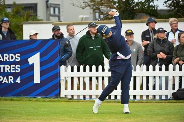 3rd August 2025; Royal Porthcawl Golf Club, Porthcawl, Wales; AIG Womens Open Golf, Final Round; Angel Yin on the first tee  AledxHopkins