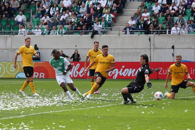 The 3 1 by Noel Futkeu 9 Spvgg Greuther Fuerth , Spvgg Greuther Fuerth vs SG Dynamo Dresden, DFL, 2 Bundesliga, Saison 2025 2026, Hinrunde, 1 Spieltag, 03 08 2025 DFB regulations prohibit any use of photographs as image sequences and or quasi video Fuerth Bayern Germany Copyright: xkolbert-press MartinxAgüerax