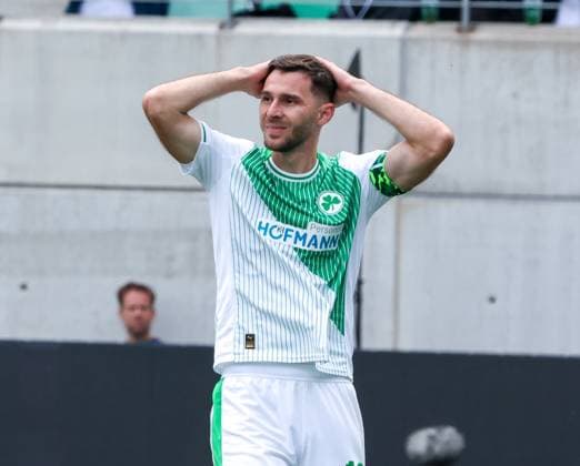 Disappointment at Branimir Hrgota 10 Spvgg Greuther Fuerth , Spvgg Greuther Fuerth vs SG Dynamo Dresden, DFL, 2 Bundesliga, Saison 2025 2026, Hinrunde, 1 Spieltag, 03 08 2025 DFB regulations prohibit any use of photographs as image sequences and or quasi video Fuerth Bayern Germany Copyright: xkolbert-press MartinxAgüerax