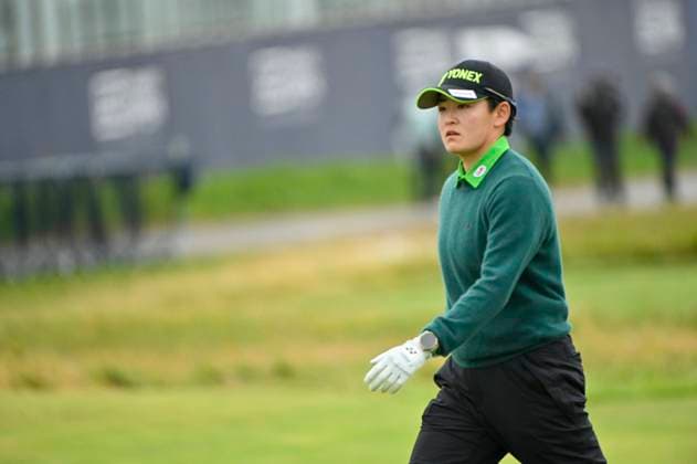 3rd August 2025; Royal Porthcawl Golf Club, Porthcawl, Wales; AIG Womens Open Golf, Final Round; Akie Iwai approaches the 18th green  AledxHopkins