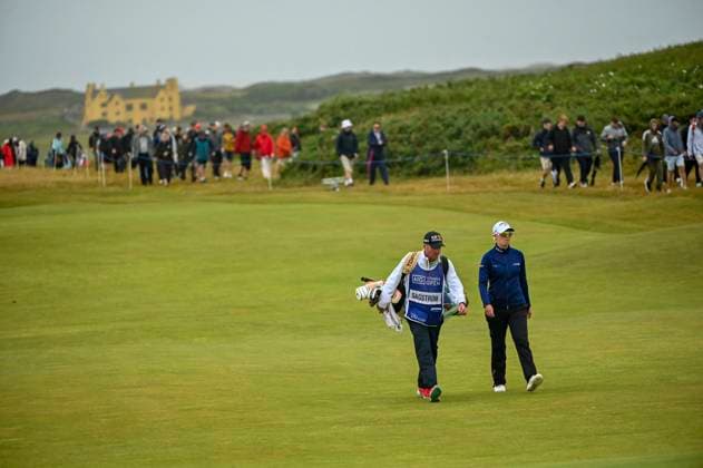3rd August 2025; Royal Porthcawl Golf Club, Porthcawl, Wales; AIG Womens Open Golf, Final Round; Madelene Sagstrom walking to the green with crowds following  AledxHopkins