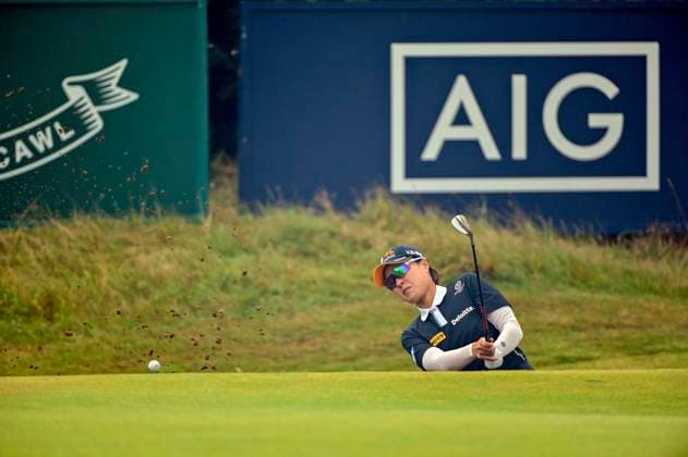 3rd August 2025; Royal Porthcawl Golf Club, Porthcawl, Wales; AIG Womens Open Golf, Final Round; In Gee Chun out of the green side bunker on 13  AledxHopkins