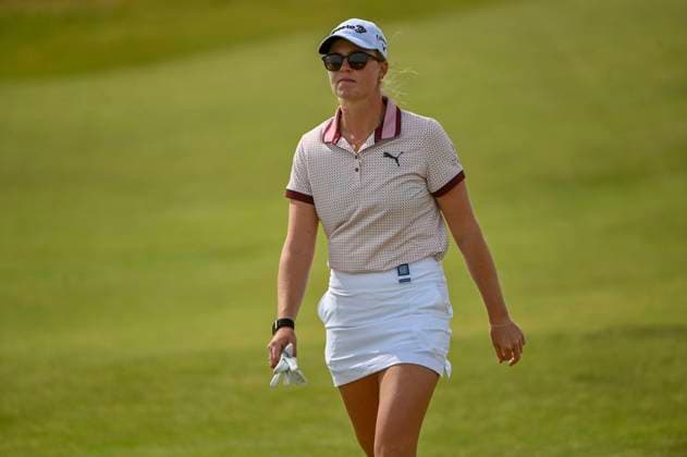 3rd August 2025; Royal Porthcawl Golf Club, Porthcawl, Wales; AIG Womens Open Golf, Final Round; Mimi Rhodes walking to the green on 13  AledxHopkins