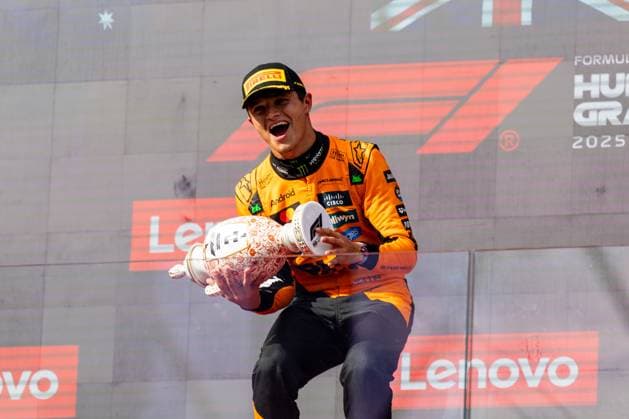Lando Norris McLaren Formula 1 Team, Great Britain 04 , HUN, Formula 1 World Championship, Hungarian Grand Prix, Hungaroring, race day, race, podium, 2025 season, 03 08 2025 HUN, Formula 1 World Championship, Hungarian Grand Prix, Hungaroring, race, podium, 2025 season, 03 08 2025 Budapest Copyright: xEibner-Pressefoto MarcelxFischerx EP_MFI