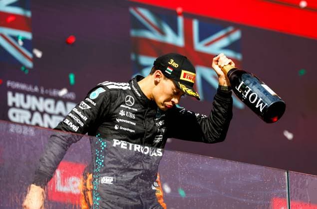 63 George Russell GBR, Mercedes AMG Petronas F1 Team , F1 Grand Prix of Hungary at Hungaroring on August 3, 2025 in Budapest, Hungary Photo by HOCH ZWEI Budapest Hungary